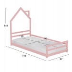 ΚΡΕΒΑΤΙ ΠΑΙΔΙΚΟ ΜΕ ΣΤΡΩΜΑ HOUSER HM21301.02 ΞΥΛΟ ΠΕΥΚΟΥ ΣΕ ΡΟΖ--ΣΤΡΩΜΑ 90x190εκ