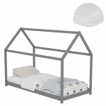 ΚΡΕΒΑΤΙ ΠΑΙΔΙΚΟ ΜΕ ΣΤΡΩΜΑ PEPE HM21302.02 ΞΥΛΟ ΠΕΥΚΟΥ ΣΕ ΓΚΡΙ--ΣΤΡΩΜΑ 90x190εκ