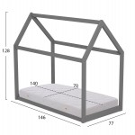 ΚΡΕΒΑΤΙ ΠΑΙΔΙΚΟ ΜΕ ΣΤΡΩΜΑ PEPE HM21303.02 ΞΥΛΟ ΠΕΥΚΟΥ ΣΕ ΓΚΡΙ--ΣΤΡΩΜΑ 70x140εκ