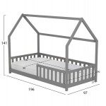 ΚΡΕΒΑΤΙ ΠΑΙΔΙΚΟ ΜΕ ΣΤΡΩΜΑ PHYLLIS HM21304.02 ΞΥΛΟ ΠΕΥΚΟΥ ΣΕ ΓΚΡΙ--ΣΤΡΩΜΑ 90x190εκ
