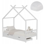 ΚΡΕΒΑΤΙ ΠΑΙΔΙΚΟ ΜΕ ΣΤΡΩΜΑ KLARICE HM21305.01 ΞΥΛΟ ΠΕΥΚΟΥ ΣΕ ΛΕΥΚΟ--ΣΤΡΩΜΑ 90x190εκ