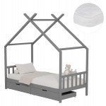 ΚΡΕΒΑΤΙ ΠΑΙΔΙΚΟ ΜΕ ΣΤΡΩΜΑ KLARICE HM21305.02 ΞΥΛΟ ΠΕΥΚΟΥ ΣΕ ΓΚΡΙ--ΣΤΡΩΜΑ 90x190εκ