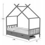 ΚΡΕΒΑΤΙ ΠΑΙΔΙΚΟ ΜΕ ΣΤΡΩΜΑ KLARICE HM21305.02 ΞΥΛΟ ΠΕΥΚΟΥ ΣΕ ΓΚΡΙ--ΣΤΡΩΜΑ 90x190εκ