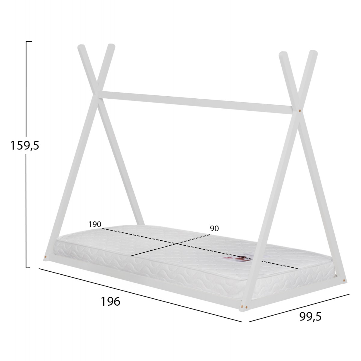 ΚΡΕΒΑΤΙ ΠΑΙΔΙΚΟ ΜΕ ΣΤΡΩΜΑ MUNK HM21306.01 ΞΥΛΟ ΠΕΥΚΟΥ ΣΕ ΛΕΥΚΟ--ΣΤΡΩΜΑ 90x190εκ
