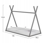 ΚΡΕΒΑΤΙ ΠΑΙΔΙΚΟ ΜΕ ΣΤΡΩΜΑ MUNK HM21306.02 ΞΥΛΟ ΠΕΥΚΟΥ ΣΕ ΓΚΡΙ--ΣΤΡΩΜΑ 90x190εκ