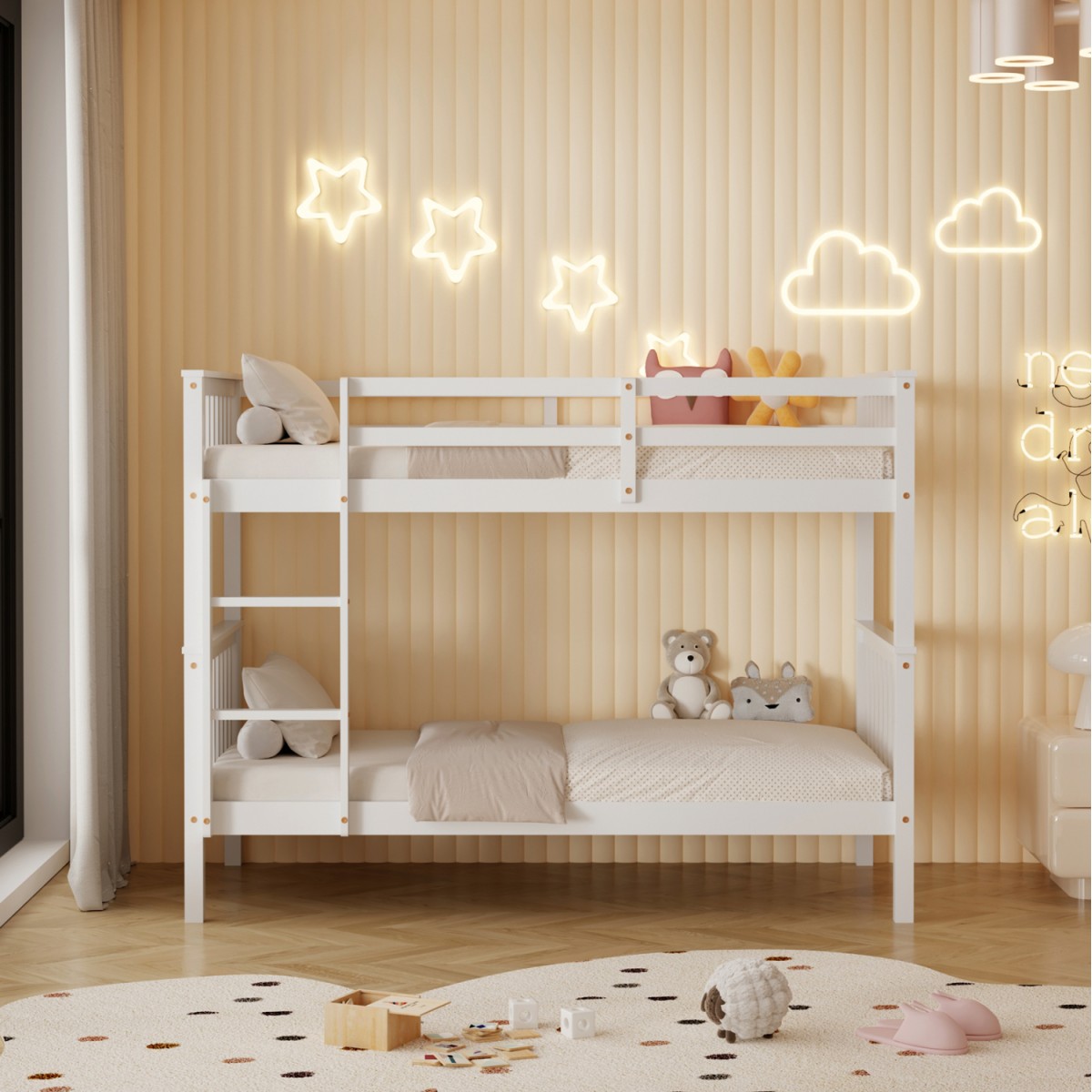 ΚΟΥΚΕΤΑ ΠΑΙΔΙΚΗ ΜΕ 2 ΣΤΡΩΜΑΤΑ LANTAI HM21307.01 ΞΥΛΟ ΠΕΥΚΟΥ ΛΕΥΚΟ--ΣΤΡΩΜΑΤΑ 90x190εκ