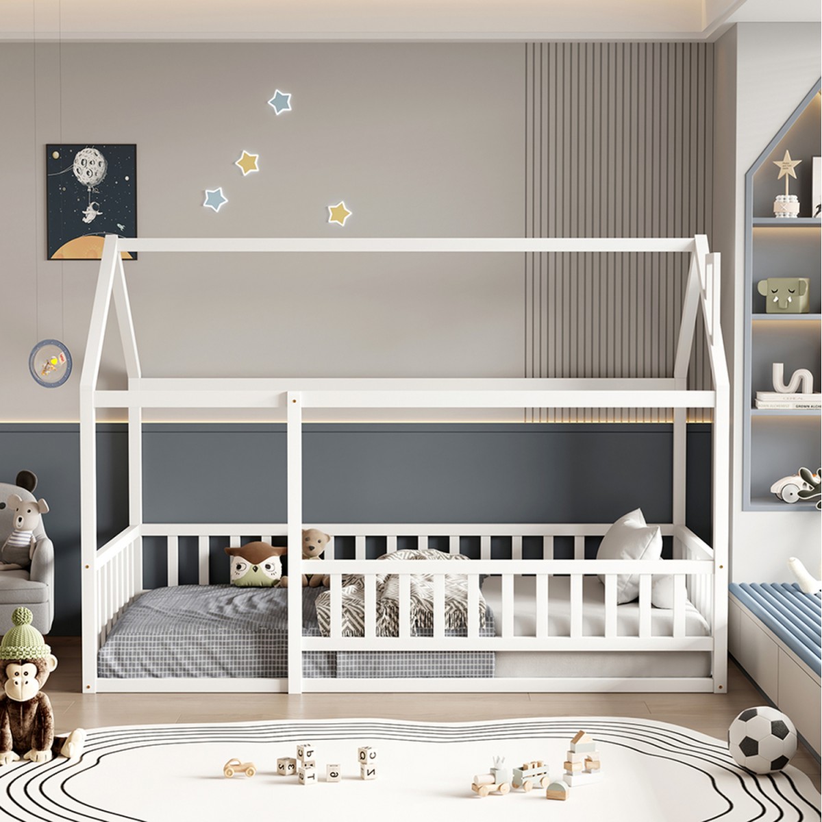 ΚΡΕΒΑΤΙ ΠΑΙΔΙΚΟ ΜΕ ΣΤΡΩΜΑ HOUSER HM21315.01 ΞΥΛΟ ΠΕΥΚΟΥ ΣΕ ΛΕΥΚΟ--ΣΤΡΩΜΑ 90x190εκ