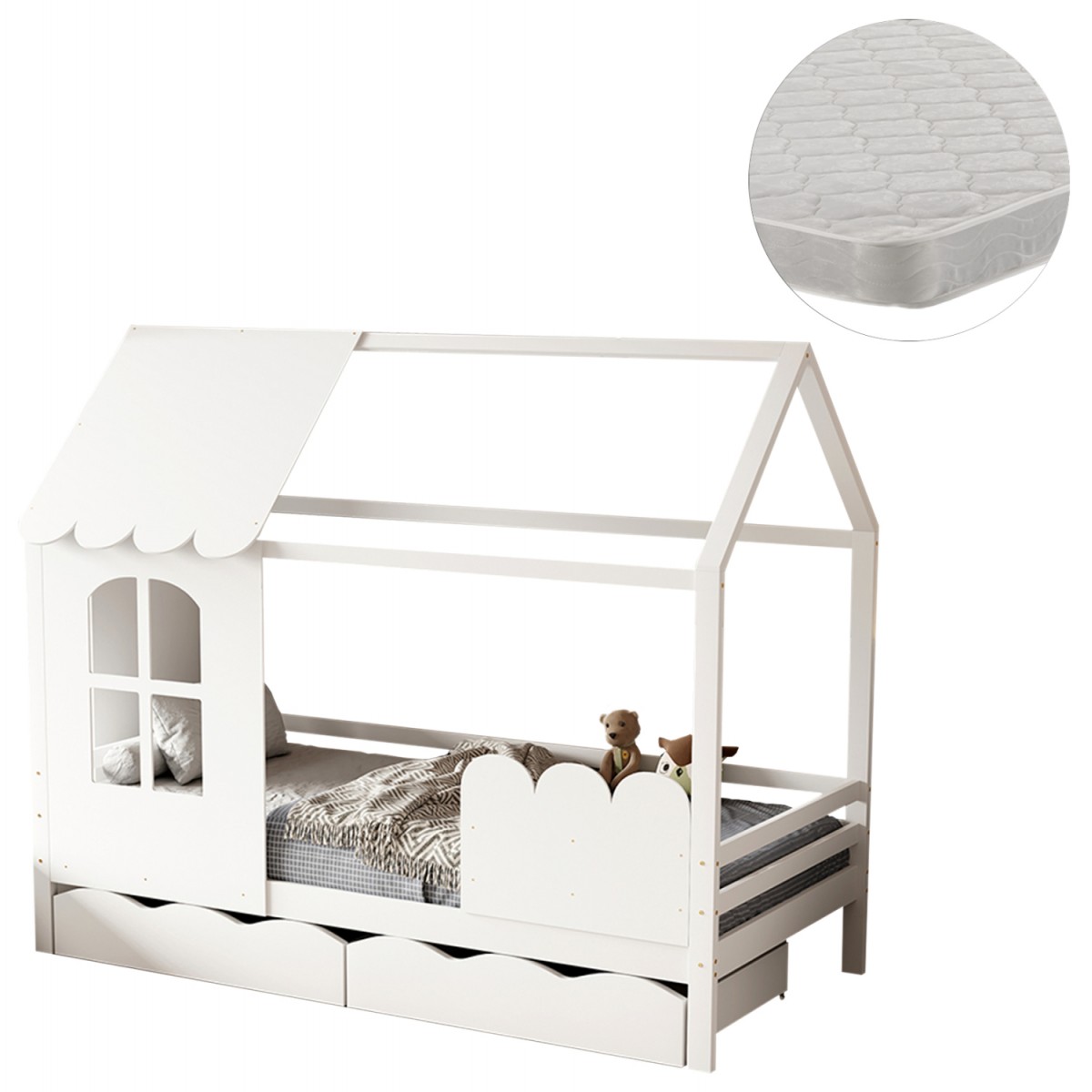 ΚΡΕΒΑΤΙ ΠΑΙΔΙΚΟ ΜΕ ΣΤΡΩΜΑ DOMER HM21319 ΞΥΛΟ ΠΕΥΚΟΥ ΣΕ ΛΕΥΚΟ--ΣΤΡΩΜΑ 90x190εκ