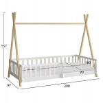 ΚΡΕΒΑΤΙ ΠΑΙΔΙΚΟ ΜΕ ΚΑΓΚΕΛΑ MUNK HM21325 ΠΕΥΚΟ ΛΕΥΚΟ/ΦΥΣΙΚΟ--ΜΕ ΣΤΡΩΜΑ 90x190εκ