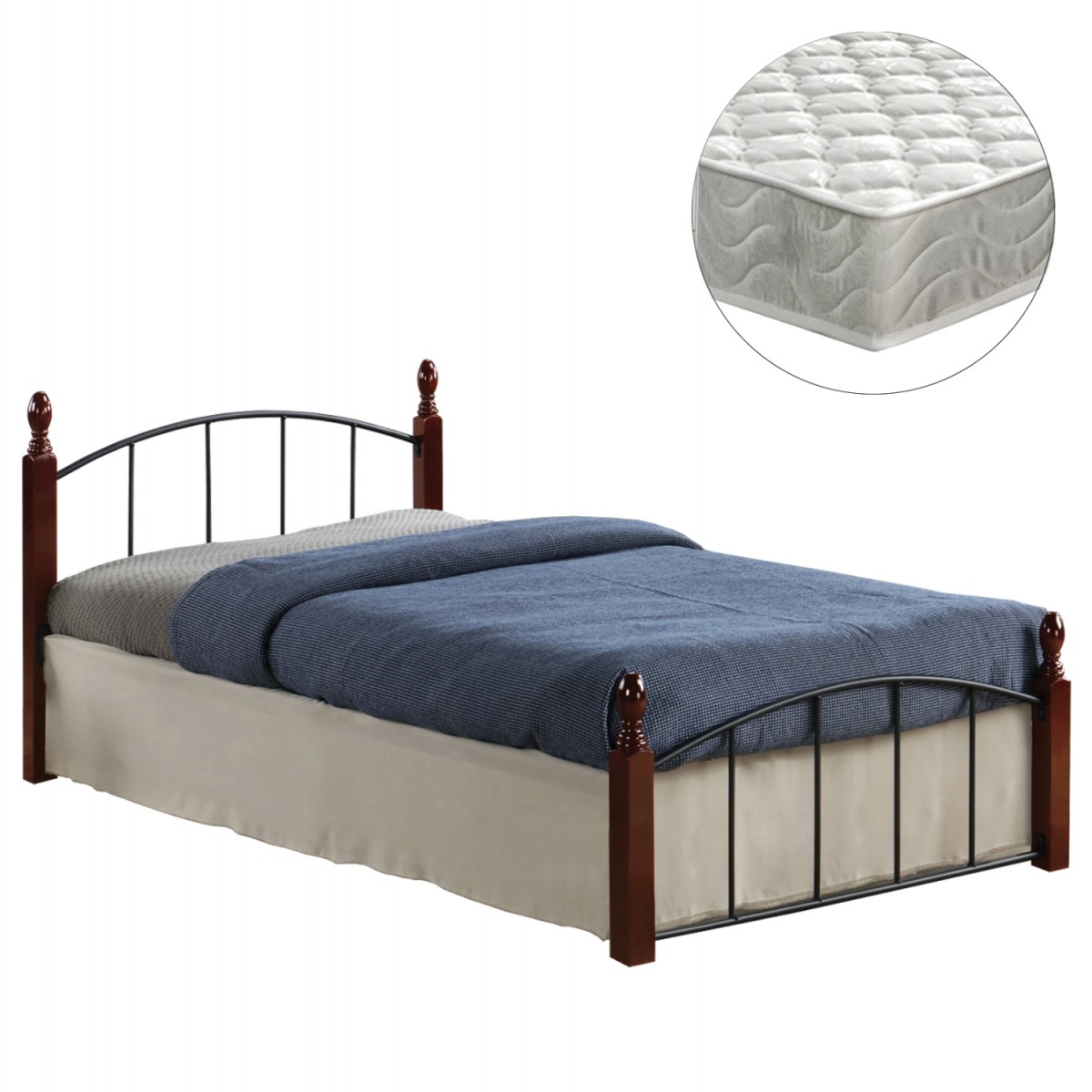 ΚΡΕΒΑΤΙ ΜΟΝΟ & ΣΤΡΩΜΑ MAKAI HM21330 ΜΕΤΑΛΛΟ & ΞΥΛΟ ΣΕ ΚΑΡΥΔΙ--ΣΤΡΩΜΑ 90x190εκ