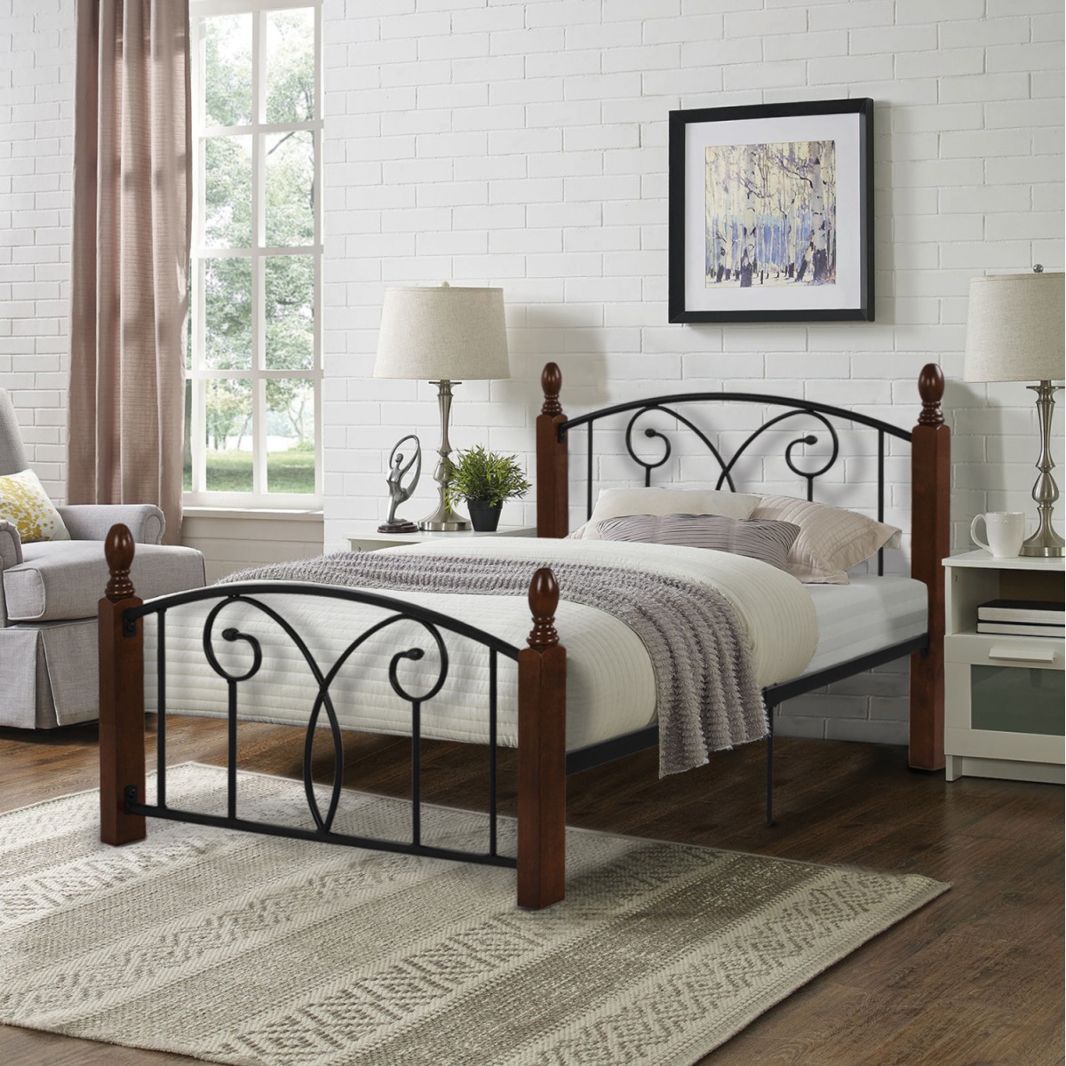 ΚΡΕΒΑΤΙ ΜΟΝΟ & ΣΤΡΩΜΑ SUZIE HM21331 ΜΕΤΑΛΛΟ & ΞΥΛΟ ΣΕ ΚΑΡΥΔΙ--ΣΤΡΩΜΑ 90x190εκ