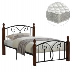 ΚΡΕΒΑΤΙ ΗΜΙΔΙΠΛΟ & ΣΤΡΩΜΑ SUZIE HM21333 ΜΕΤΑΛΛΟ & ΞΥΛΟ ΣΕ ΚΑΡΥΔΙ--ΣΤΡΩΜΑ 110x190εκ