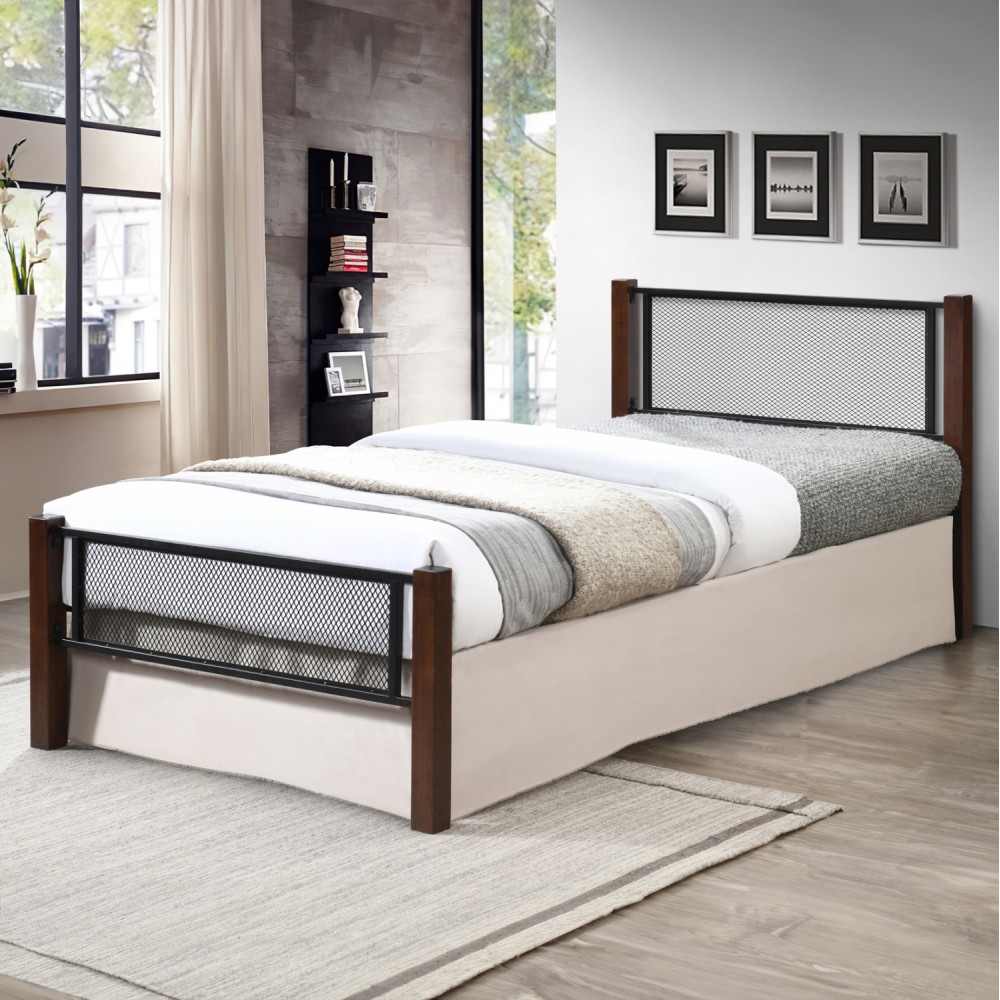 ΚΡΕΒΑΤΙ ΜΟΝΟ & ΣΤΡΩΜΑ RAYVEN HM21335 ΜΕΤΑΛΛΟ & ΞΥΛΟ ΣΕ DIRTY OAK--ΣΤΡΩΜΑ 90x190εκ