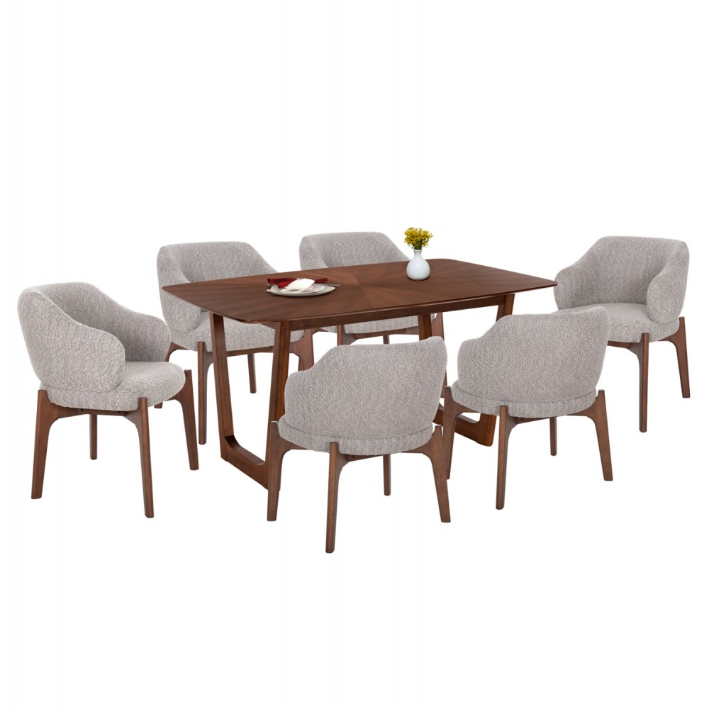 ΣΕΤ ΤΡΑΠΕΖΑΡΙΑΣ 7ΤΜΧ ABAI HM21338.02 ΤΡΑΠΕΖΙ ΑΠΟ MDF--ΚΑΡΕΚΛΕΣ ΜΕ ΜΠΟΥΚΛΕ ΥΦΑΣΜΑ