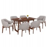 ΣΕΤ ΤΡΑΠΕΖΑΡΙΑΣ 7ΤΜΧ ABAI HM21338.02 ΤΡΑΠΕΖΙ ΑΠΟ MDF--ΚΑΡΕΚΛΕΣ ΜΕ ΜΠΟΥΚΛΕ ΥΦΑΣΜΑ