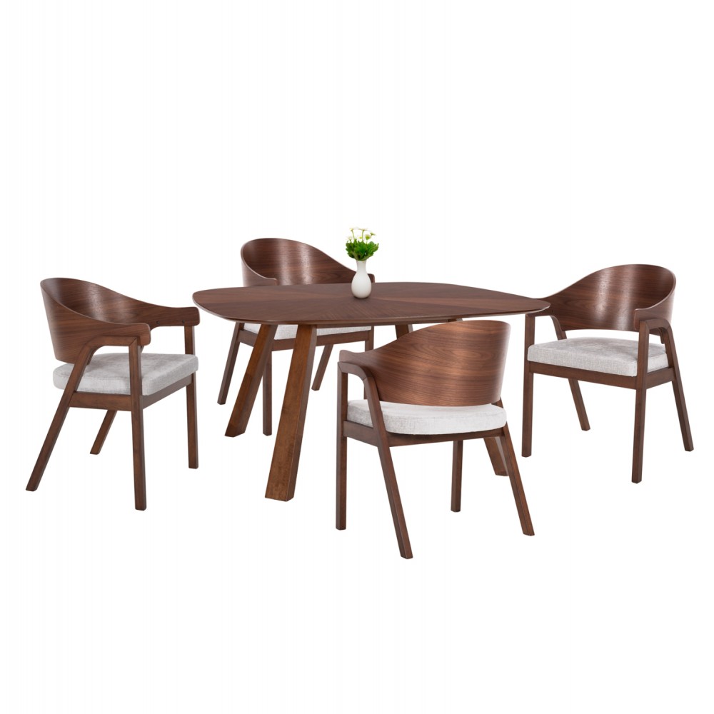 ΣΕΤ ΤΡΑΠΕΖΑΡΙΑΣ 5ΤΜΧ RINER HM21340 ΤΕΤΡΑΓΩΝΟ ΤΡΑΠΕΖΙ ΑΠΟ MDF--ΚΑΡΕΚΛΕΣ ΑΠΟ RUBBERWOOD