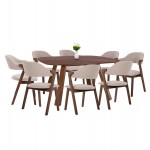 ΣΕΤ ΤΡΑΠΕΖΑΡΙΑΣ 9ΤΜΧ RIDER HM21341 ΤΡΑΠΕΖΙ ΑΠΟ MDF--ΚΑΡΕΚΛΕΣ RUBBERWOOD & ΥΦΑΣΜΑ