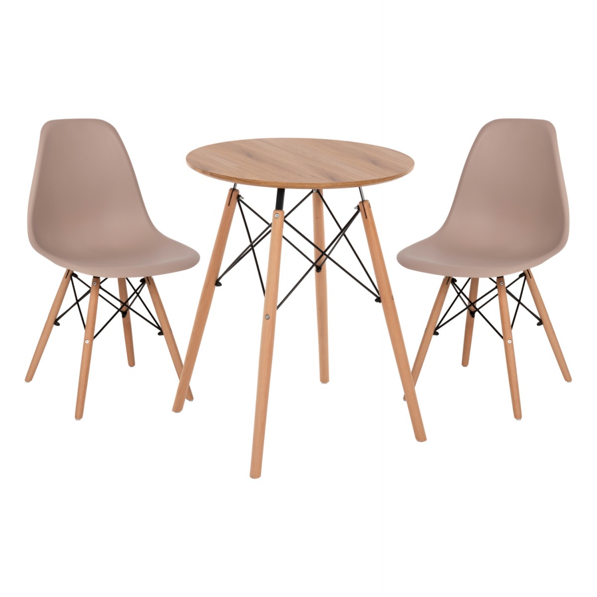 ΣΕΤ ΤΡΑΠΕΖΑΡΙΑΣ 3ΤΜΧ TWIST HM21370 ΣΤΡΟΓΓΥΛΟ ΤΡΑΠΕΖΙ Φ60 & 2 ΚΑΡΕΚΛΕΣ ΣΕ ΚΑΠΟΥΤΣΙΝΟ