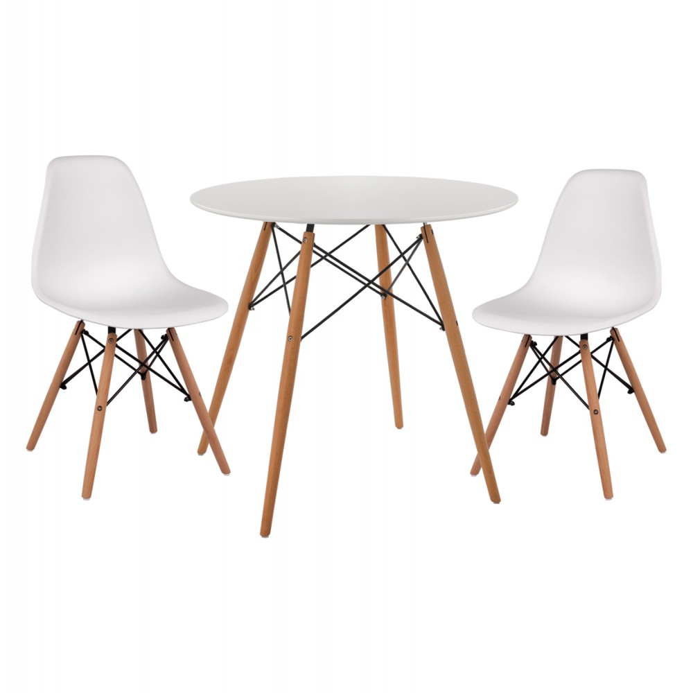 ΣΕΤ ΤΡΑΠΕΖΑΡΙΑΣ 3ΤΜΧ TWIST HM21372 ΣΤΡΟΓΓΥΛΟ ΤΡΑΠΕΖΙ Φ80 & 2 ΚΑΡΕΚΛΕΣ ΣΕ ΛΕΥΚΟ