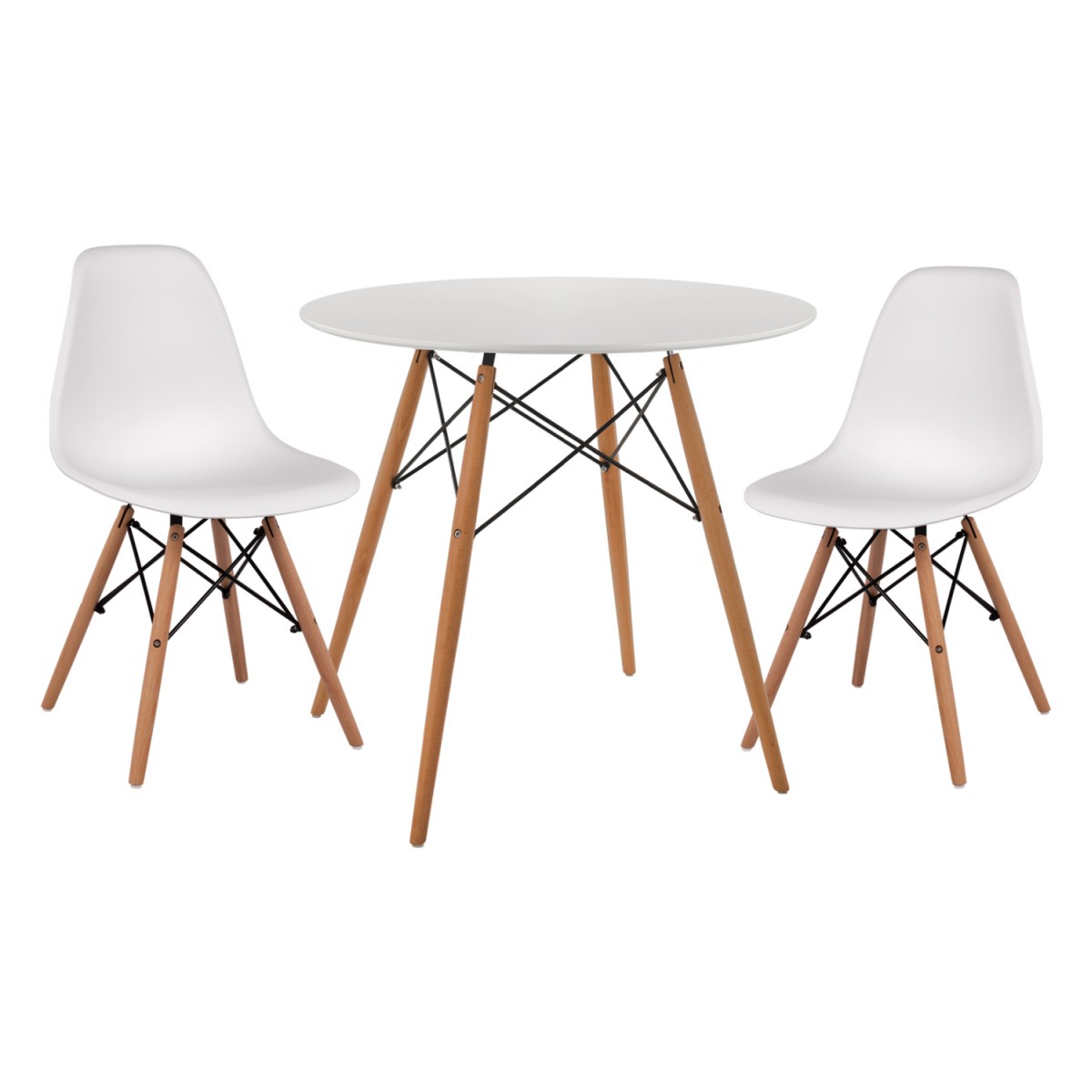 ΣΕΤ ΤΡΑΠΕΖΑΡΙΑΣ 3ΤΜΧ TWIST HM21372 ΣΤΡΟΓΓΥΛΟ ΤΡΑΠΕΖΙ Φ80 & 2 ΚΑΡΕΚΛΕΣ ΣΕ ΛΕΥΚΟ