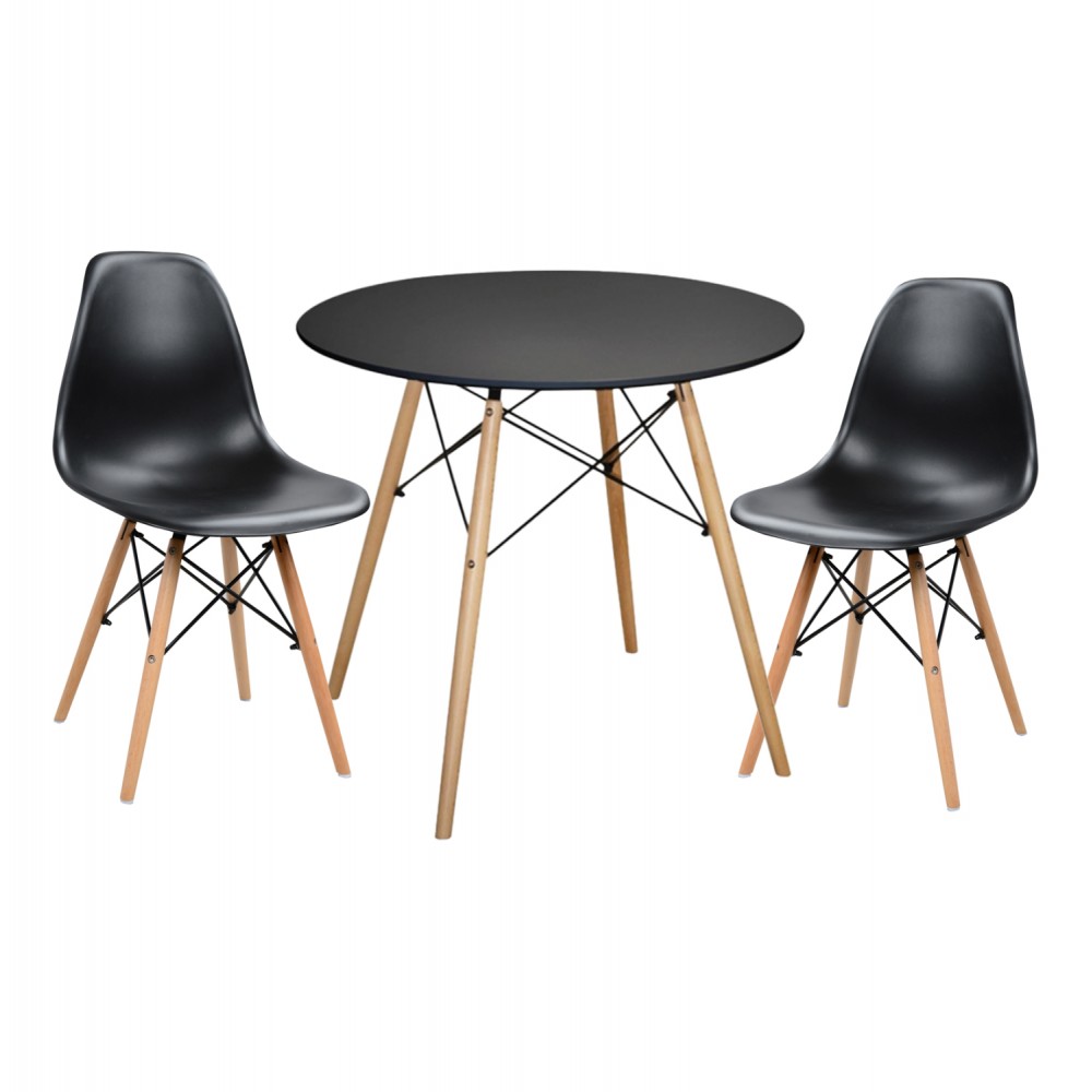 ΣΕΤ ΤΡΑΠΕΖΑΡΙΑΣ 3ΤΜΧ TWIST HM21373 ΣΤΡΟΓΓΥΛΟ ΤΡΑΠΕΖΙ Φ80 & 2 ΚΑΡΕΚΛΕΣ ΣΕ ΜΑΥΡΟ