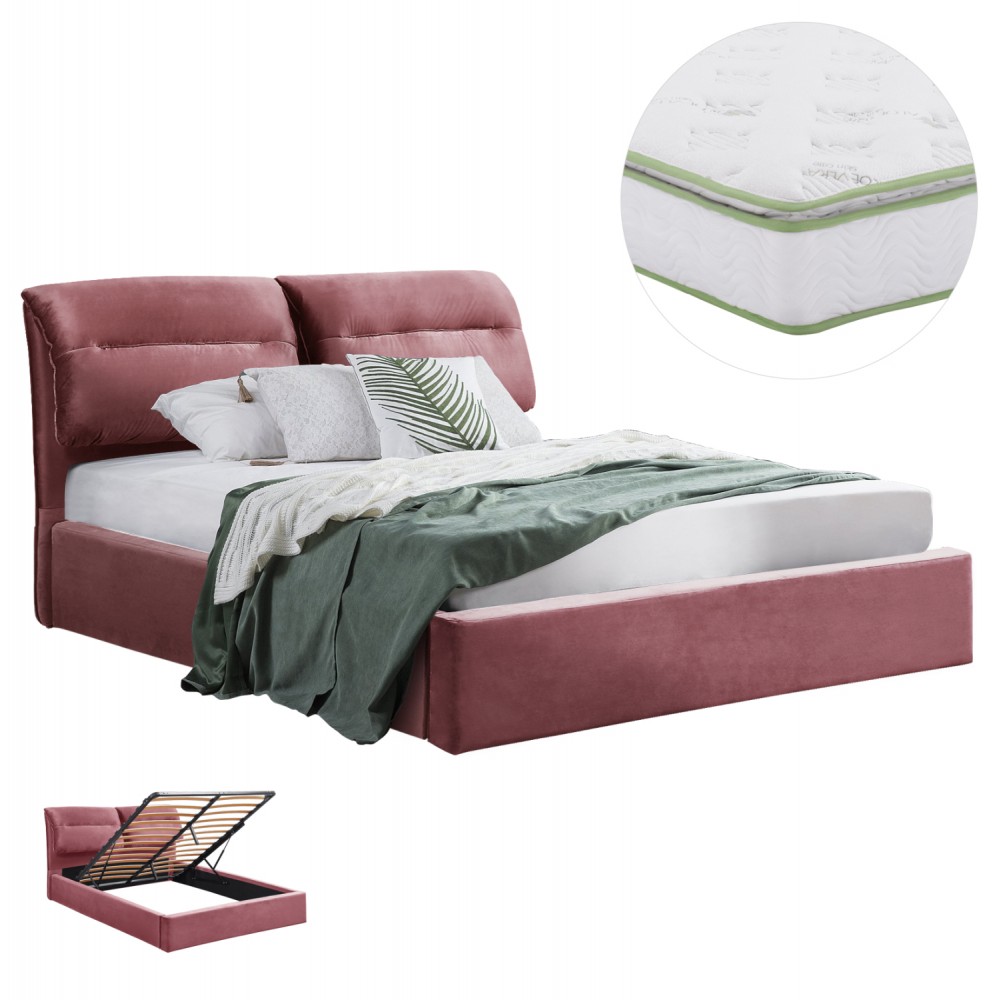 ΚΡΕΒΑΤΙ ΔΙΠΛΟ & ΣΤΡΩΜΑ KENDRA HM10830.02 ΣΑΠΙΟ ΜΗΛΟ ΒΕΛΟΥΔΟ--ΑΠΟΘ.ΧΩΡΟΣ--160x200εκ