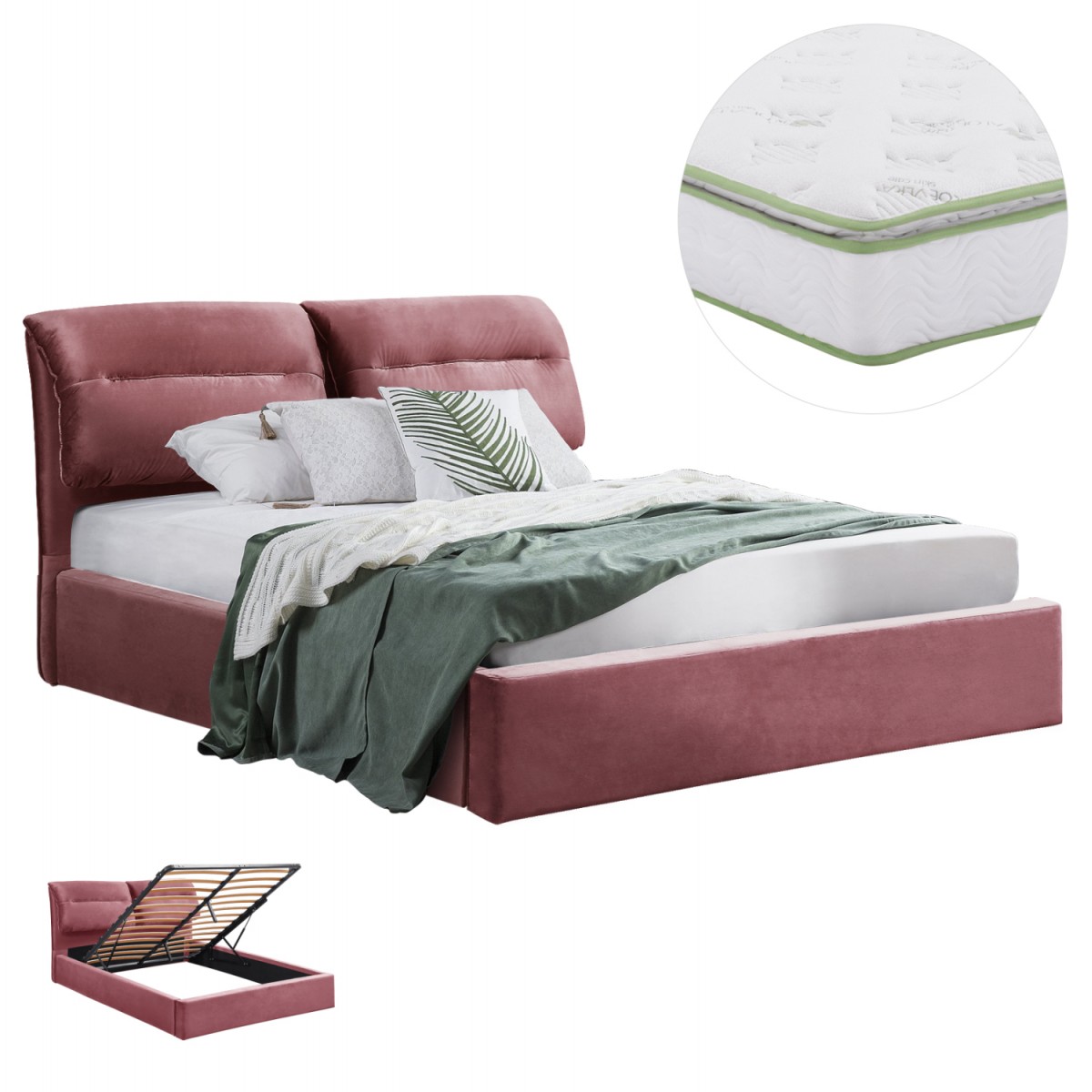 ΚΡΕΒΑΤΙ ΔΙΠΛΟ & ΣΤΡΩΜΑ KENDRA HM10830.02 ΣΑΠΙΟ ΜΗΛΟ ΒΕΛΟΥΔΟ--ΑΠΟΘ.ΧΩΡΟΣ--160x200εκ