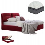 ΚΡΕΒΑΤΙ ΔΙΠΛΟ & ΣΤΡΩΜΑ KENDRA HM10720.06 ΚΟΚΚΙΝΟ ΒΟΥΡΓΟΥΝΔΙΑΣ ΒΕΛΟΥΔΟ--ΑΠΟΘ.ΧΩΡΟΣ--160x200εκ