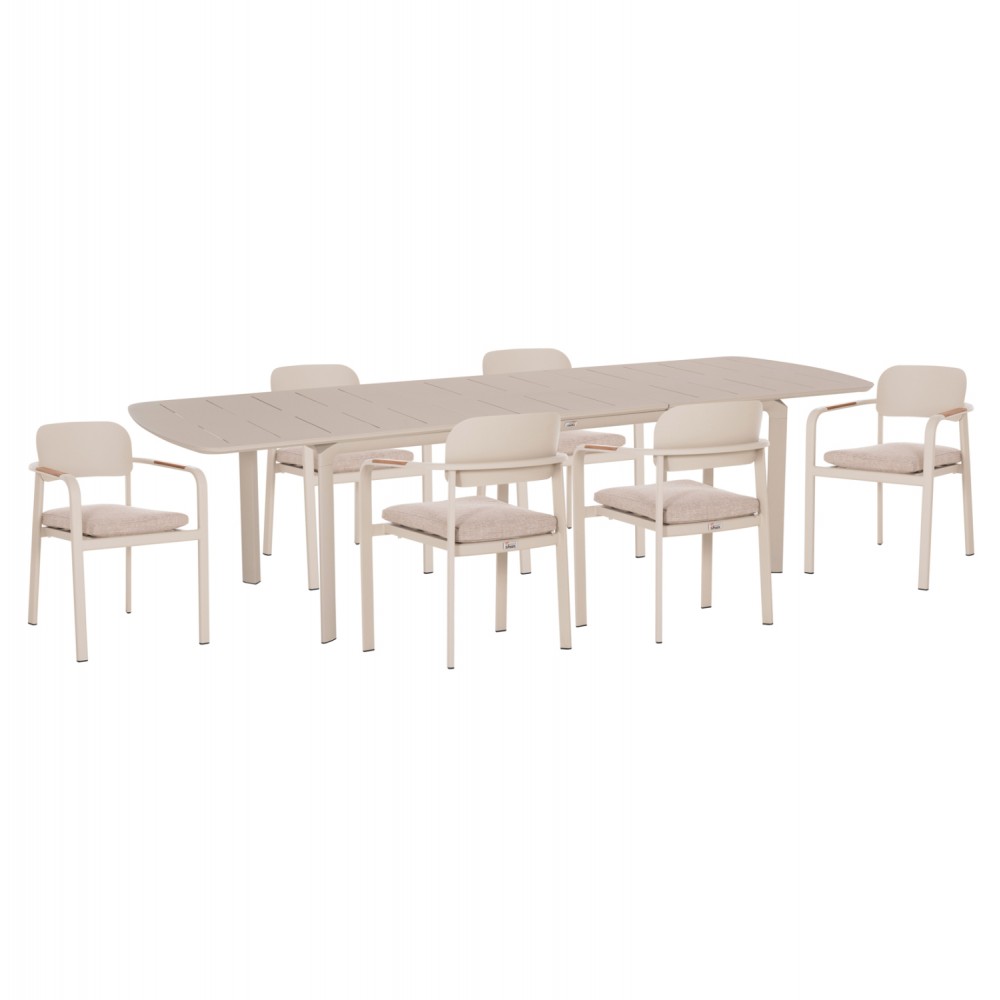 ΣΕΤ ΤΡΑΠΕΖΑΡΙΑΣ ΕΞ.ΧΩΡΟΥ 6 ΘΕΣΕΩΝ ELARA HM10726.05 ΜΠΕΖ ΑΛΟΥΜΙΝΙΟ-ΕΠΕΚΤΕΙΝΟΜΕΝΟ ΤΡΑΠΕΖΙ