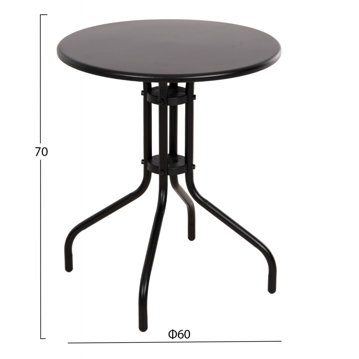 ΣΕΤ ΤΡΑΠΕΖΑΡΙΑΣ 3ΤΜΧ LINO HM10728.03-- 2 ΜΕΤΑΛ. ΚΑΡΕΚΛΕΣ--ΣΤΡΟΓΓΥΛΟ ΤΡΑΠΕΖΙ Φ60εκ ΜΑΥΡΟ