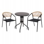 ΣΕΤ ΤΡΑΠΕΖΑΡΙΑΣ 3ΤΜΧ LINO HM10728.03-- 2 ΜΕΤΑΛ. ΚΑΡΕΚΛΕΣ--ΣΤΡΟΓΓΥΛΟ ΤΡΑΠΕΖΙ Φ60εκ ΜΑΥΡΟ