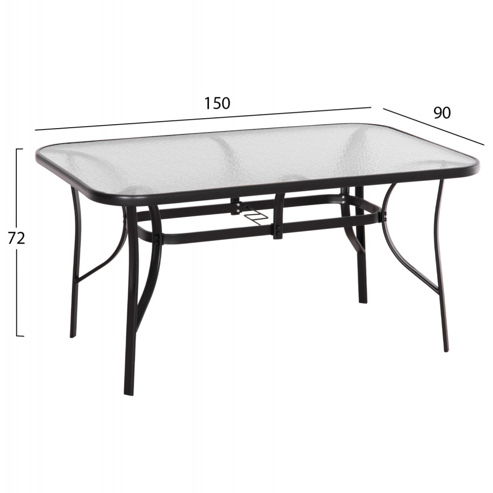 ΣΕΤ ΤΡΑΠΕΖΑΡΙΑΣ 5ΤΜΧ BRUNO HM10729.03 ΚΑΡΕΚΛΕΣ ΜΕΤΑΛΛΙΚΕΣ & ΤΡΑΠΕΖΙ 150x90εκ ΜΑΥΡΟ