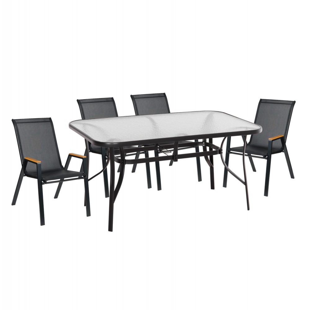 ΣΕΤ ΤΡΑΠΕΖΑΡΙΑΣ 5ΤΜΧ BRUNO HM10729.03 ΚΑΡΕΚΛΕΣ ΜΕΤΑΛΛΙΚΕΣ & ΤΡΑΠΕΖΙ 150x90εκ ΜΑΥΡΟ