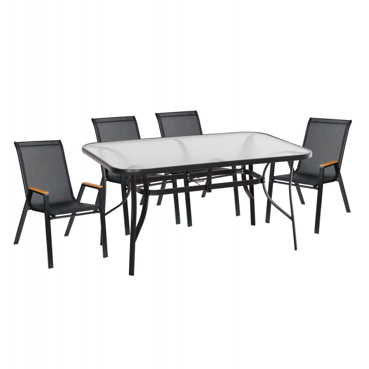 ΣΕΤ ΤΡΑΠΕΖΑΡΙΑΣ 5ΤΜΧ BRUNO HM10729.03 ΚΑΡΕΚΛΕΣ ΜΕΤΑΛΛΙΚΕΣ & ΤΡΑΠΕΖΙ 150x90εκ ΜΑΥΡΟ