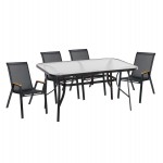 ΣΕΤ ΤΡΑΠΕΖΑΡΙΑΣ 5ΤΜΧ BRUNO HM10729.03 ΚΑΡΕΚΛΕΣ ΜΕΤΑΛΛΙΚΕΣ & ΤΡΑΠΕΖΙ 150x90εκ ΜΑΥΡΟ