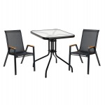 ΣΕΤ ΤΡΑΠΕΖΑΡΙΑΣ 3ΤΜΧ FIGO HM10730.03-- 2 ΚΑΡΕΚΛΕΣ & ΤΕΤΡΑΓΩΝΟ ΤΡΑΠΕΖΙ 60x60εκ ΜΑΥΡΟ