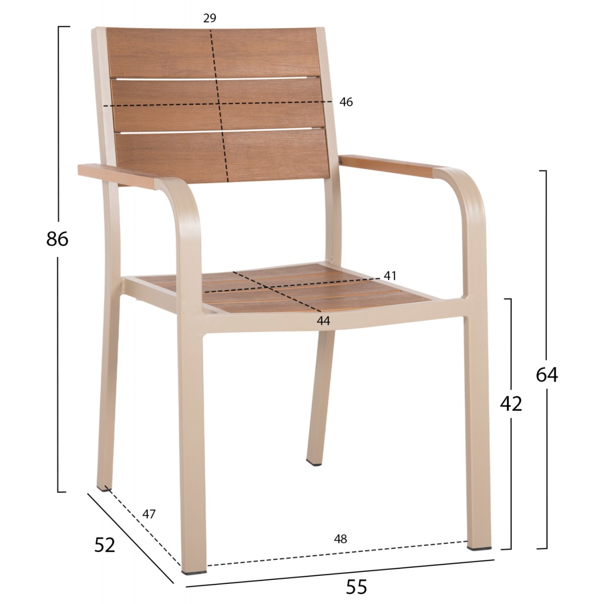 ΣΕΤ ΤΡΑΠΕΖΑΡΙΑΣ TABER HM10738.04 ΤΡΑΠΕΖΙ & 6 ΠΟΛΥΘΡΟΝΕΣ-ΑΛΟΥΜΙΝΙΟ & POLYWOOD-ΣΑΜΠΑΝΙ