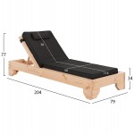 ΞΑΠΛΩΣΤΡΑ ΜΕ ΜΑΞΙΛΑΡΙ ΚΟΡΙΝΟΣ HM10776.05T ΞΥΛΟ ΠΕΥΚΟΥ--TEXTILENE ΣΕ ΜΑΥΡΟ 79x204x77Υεκ