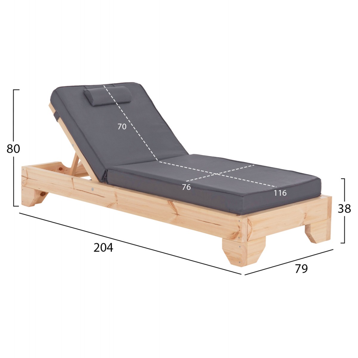 ΞΑΠΛΩΣΤΡΑ ΜΕ ΜΑΞΙΛΑΡΙ ΚΟΡΙΝΟΣ HM10777.30T ΞΥΛΟ ΠΕΥΚΟΥ--TEXTILENE ΓΚΡΙ 79x204x80Υεκ