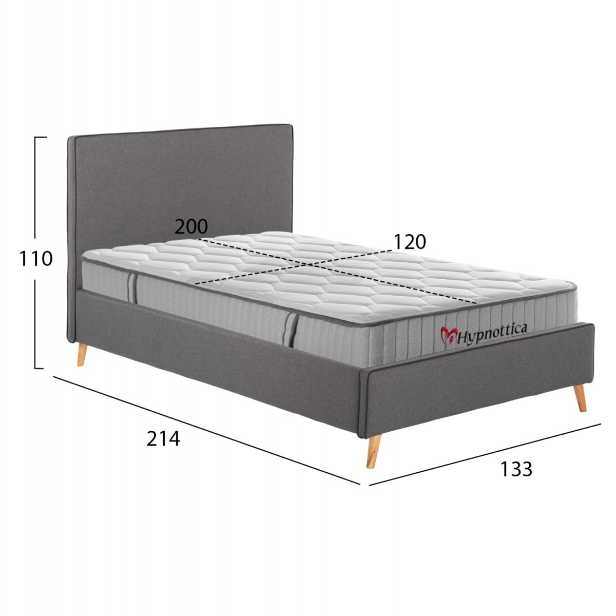 ΚΡΕΒΑΤΙ ΗΜΙΔΙΠΛΟ ΜΕ ΣΤΡΩΜΑ MAYLIN HM10758.10 ΓΚΡΙ ΥΦΑΣΜΑ--ΣΤΡΩΜΑ 120Χ200εκ