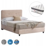 ΚΡΕΒΑΤΙ ΗΜΙΔΙΠΛΟ ΜΕ ΣΤΡΩΜΑ DOLORES HM10746.03 ΜΠΕΖ ΥΦΑΣΜΑ τ.NUBUCK--ΓΙΑ 120x200εκ