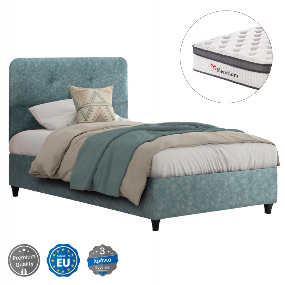 ΚΡΕΒΑΤΙ ΗΜΙΔΙΠΛΟ DOLORES ΜΕ ΣΤΡΩΜΑ HM10746.04 LIGHT GREEN ΥΦΑΣΜΑ τ.NUBUCK--ΓΙΑ 120x200εκ