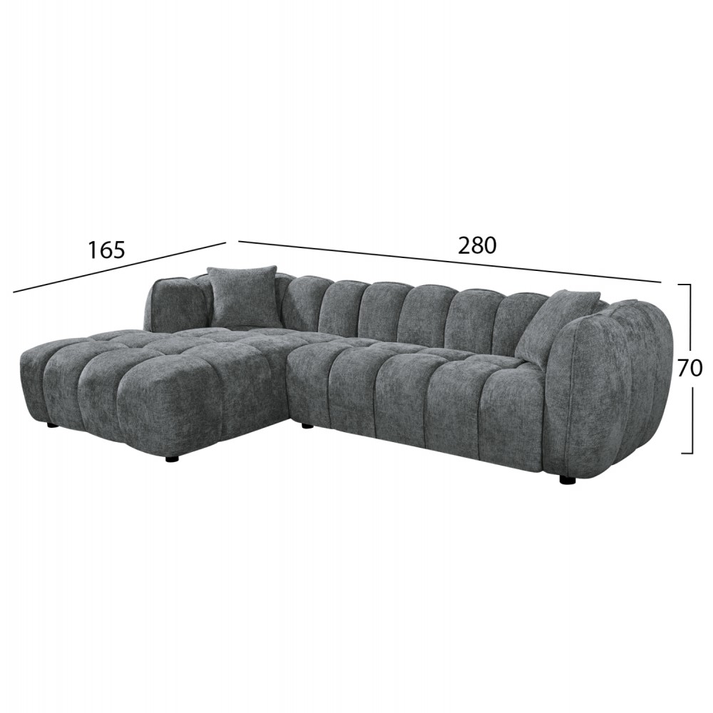 ΣΕΤ ΚΑΝΑΠΕΣ ΓΩΝΙΑ (ΑΡΙΣΤΕΡΗ)-ΠΟΛΥΘΡΟΝΑ LOUNGE LYKKE HM10820.01L ΓΚΡΙ ΥΦΑΣΜΑ