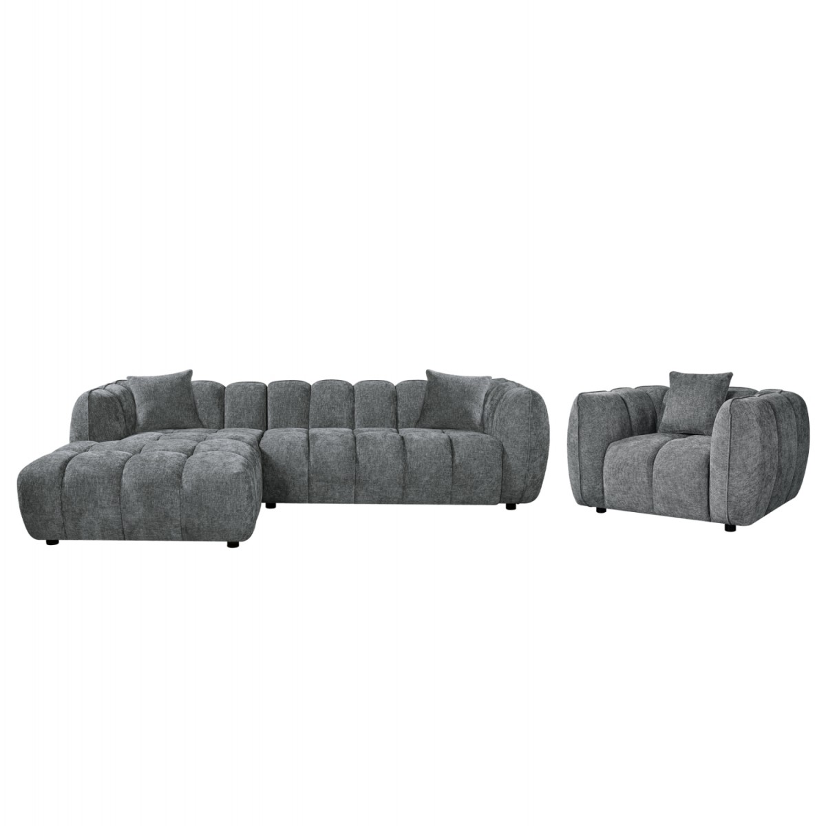 ΣΕΤ ΚΑΝΑΠΕΣ ΓΩΝΙΑ (ΑΡΙΣΤΕΡΗ)-ΠΟΛΥΘΡΟΝΑ LOUNGE LYKKE HM10820.01L ΓΚΡΙ ΥΦΑΣΜΑ