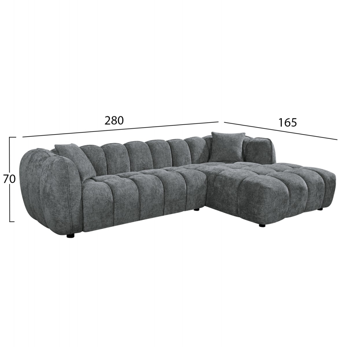 ΣΕΤ ΚΑΝΑΠΕΣ ΓΩΝΙΑ (ΔΕΞΙΑ)-ΠΟΛΥΘΡΟΝΑ LOUNGE LYKKE HM10820.01R ΓΚΡΙ ΥΦΑΣΜΑ