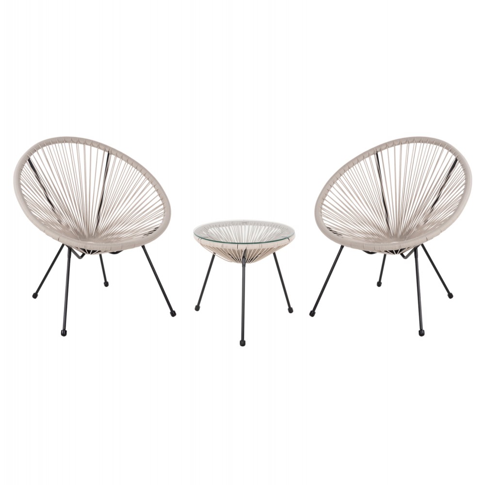 ΣΕΤ ΕΞΩΤΕΡΙΚΟΥ ΧΩΡΟΥ 3ΤΜΧ ACAPULCO HM11861.03 P.E.RATTAN ΕΚΡΟΥ-ΜΕΤΑΛΛΟ ΣΕ ΜΑΥΡΟ