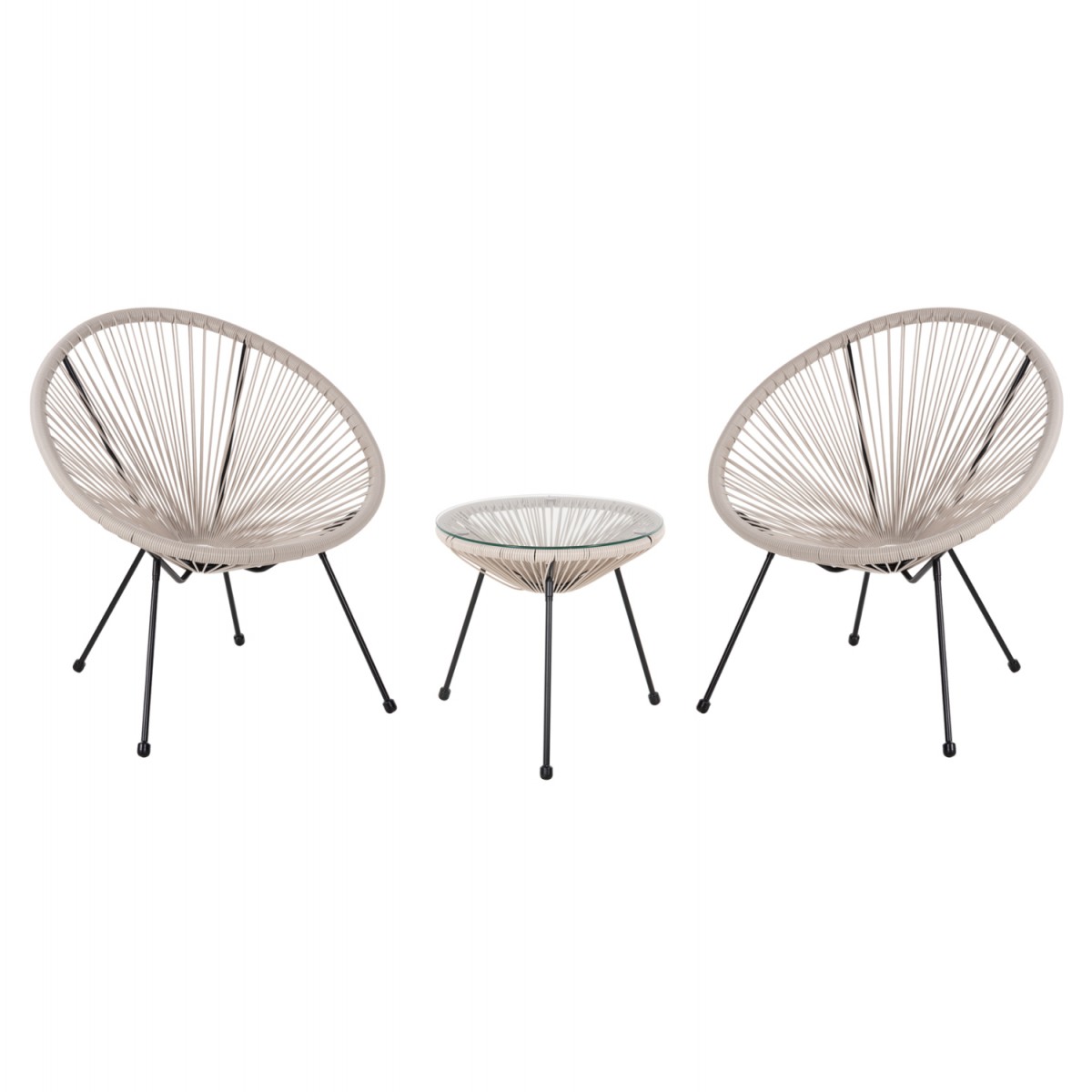 ΣΕΤ ΕΞΩΤΕΡΙΚΟΥ ΧΩΡΟΥ 3ΤΜΧ ACAPULCO HM11861.03 P.E.RATTAN ΕΚΡΟΥ-ΜΕΤΑΛΛΟ ΣΕ ΜΑΥΡΟ
