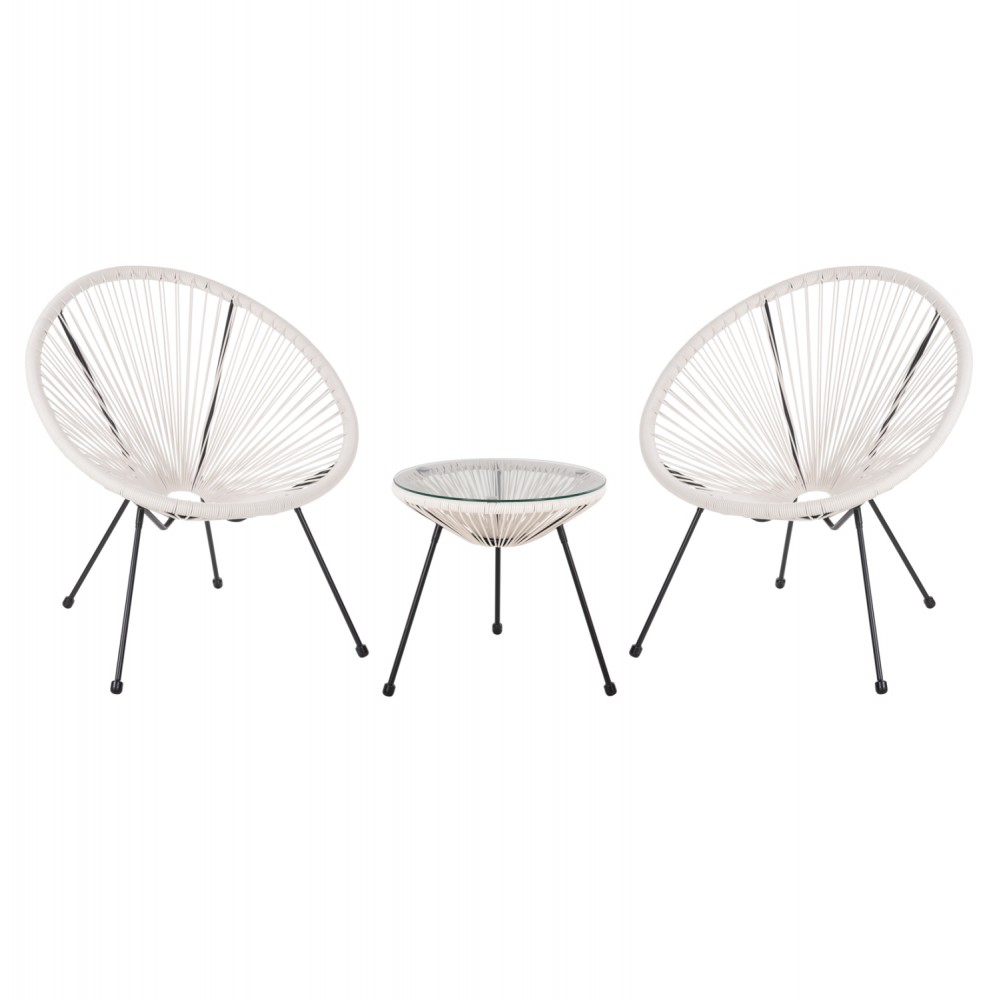 ΣΕΤ ΕΞΩΤΕΡΙΚΟΥ ΧΩΡΟΥ 3ΤΜΧ ACAPULCO HM11861.12 P.E.RATTAN ΛΕΥΚΟ-ΜΕΤΑΛΛΟ ΣΕ ΜΑΥΡΟ
