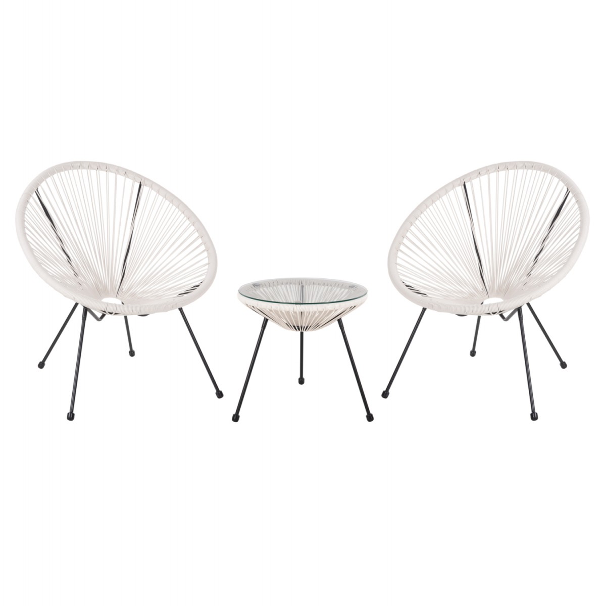 ΣΕΤ ΕΞΩΤΕΡΙΚΟΥ ΧΩΡΟΥ 3ΤΜΧ ACAPULCO HM11861.12 P.E.RATTAN ΛΕΥΚΟ-ΜΕΤΑΛΛΟ ΣΕ ΜΑΥΡΟ