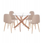 ΣΕΤ ΤΡΑΠΕΖΑΡΙΑΣ 5ΤΜΧ ΕΣ.ΧΩΡΟΥ JAFARU HM10885.12 ΣΤΡΟΓΓΥΛΟ ΤΡΑΠΕΖΙ Φ90 & 4 ΚΑΡΕΚΛΕΣ--ΜΠΕΖ